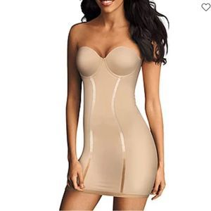 Maidenform Strapless Bustier Full Torso Shapewear Cups - Sz 38C